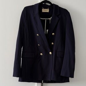 Double-Breasted Navy Blazer with Gold Buttons